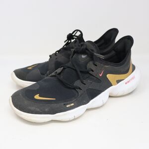 Nike AQ1316-008 Free Run 5.0 Black Metallic Gold white Sneaker Shoes Women's 8.5